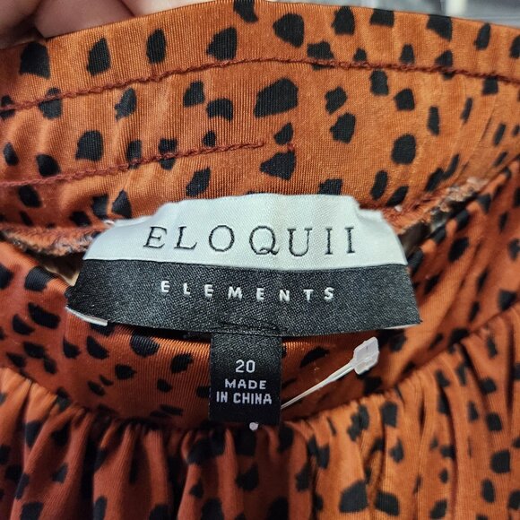 Size 20 Eloquii Elements Beautiful Rust Cheetah Print Midi Skirt w/ Micropleats - Picture 4 of 5